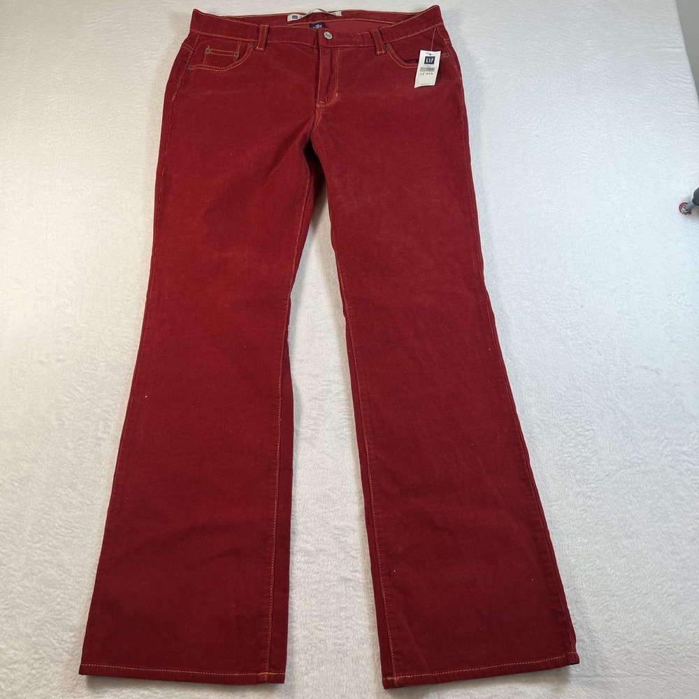Gap Corduroy Pants Womens 12 Red Low Rise Bootcut Stretch Chino‎ Casual